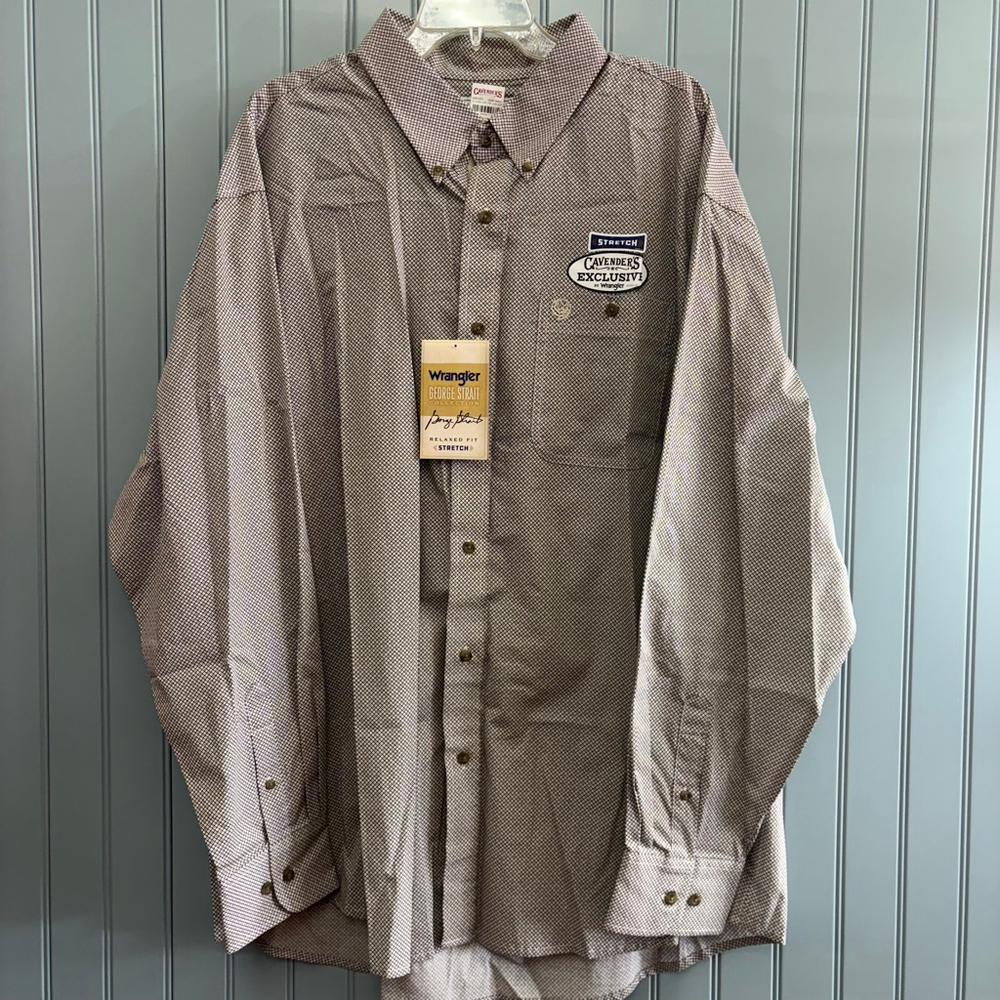 George Strait Wrangler XXL Brown Red Pattern Casual Button Down Shirt